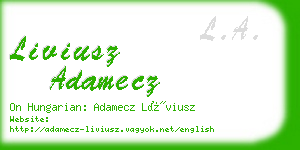 liviusz adamecz business card